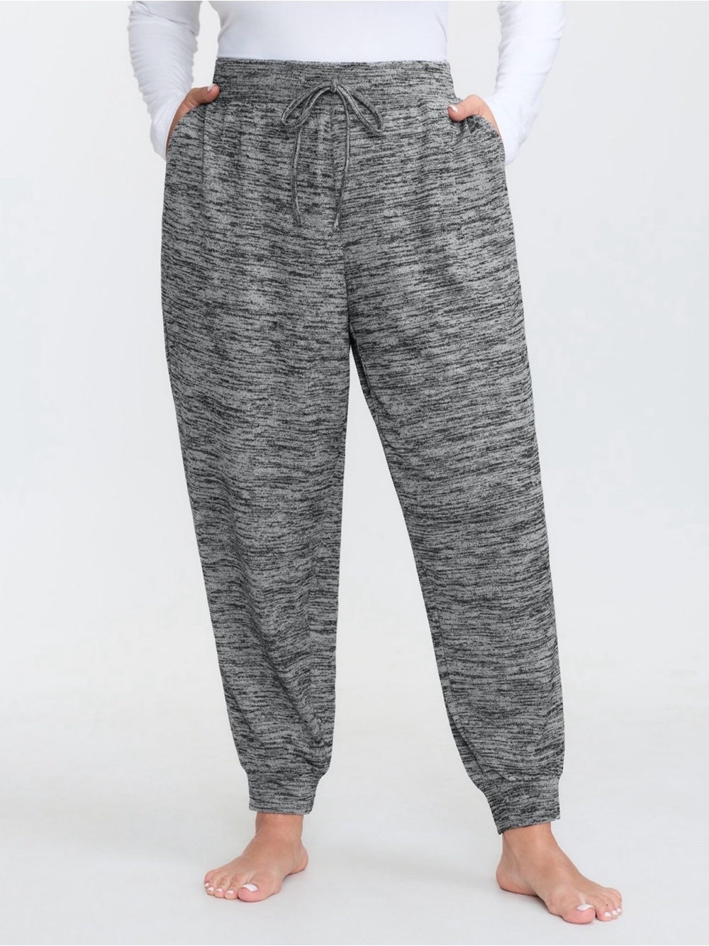 BloomChic Grey Marled Drawstring Jogger Pants